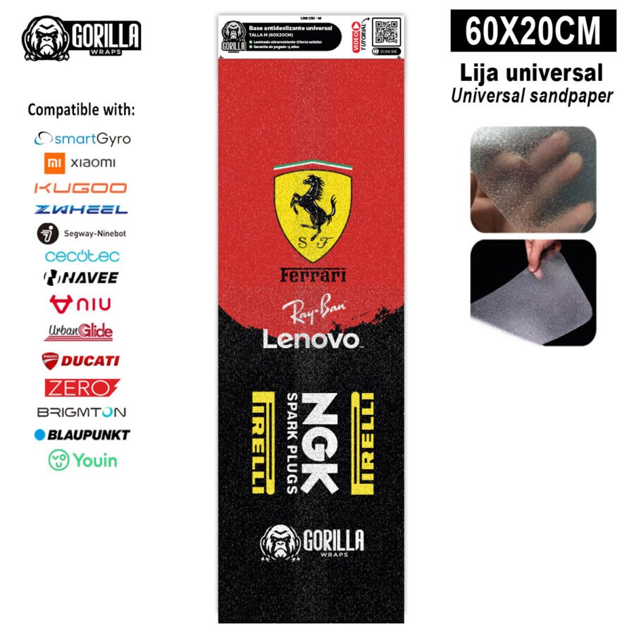 Base antideslizante universal Ferrari - Talla M - 60x20cm (Xiaomi, Smartgyro, Kukirin, Ninebot, Niu, Kaboo, Teverun)