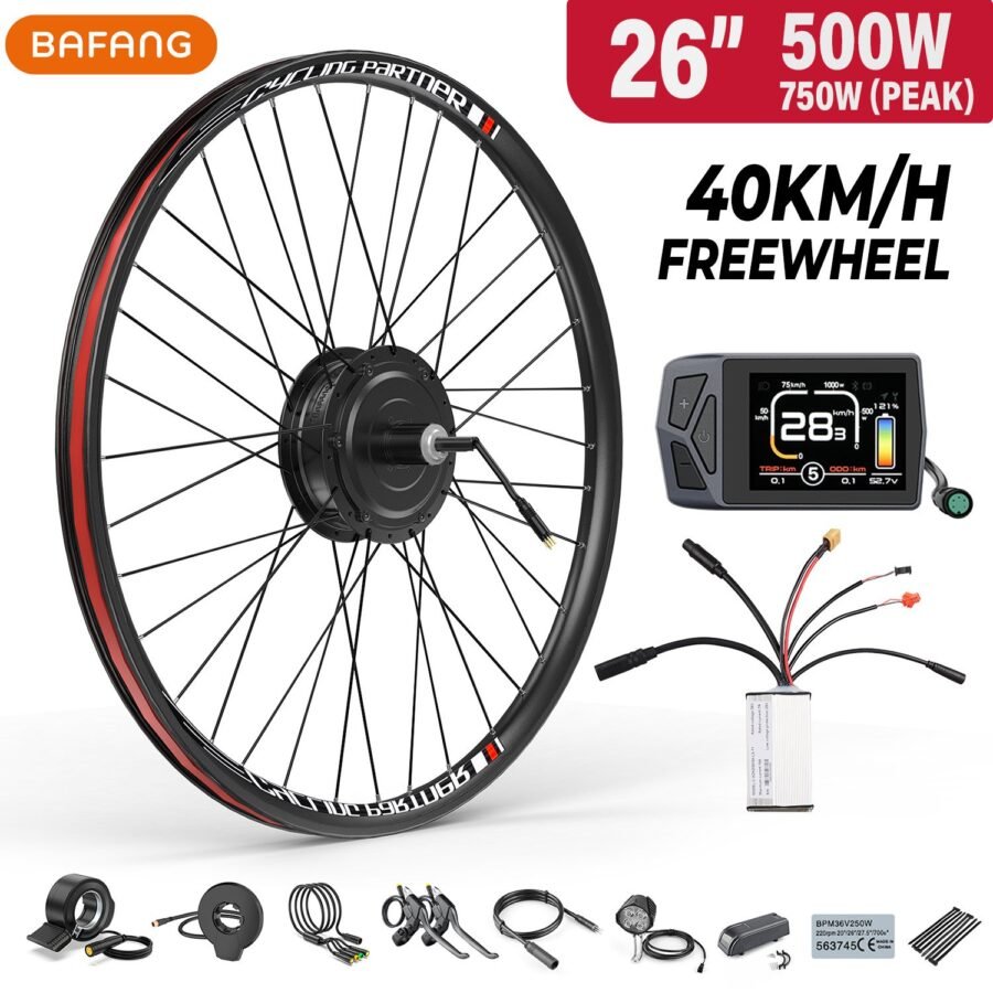 Kit conversión de bicicleta eléctrica motor trasero 500W 48V - 26 pulgadas (Display: EKD01)