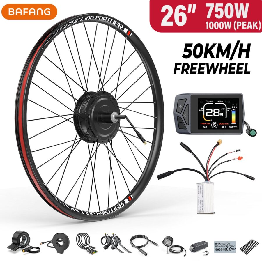 Kit conversión de bicicleta eléctrica con motor trasero 750W 48V - 26 pulgadas (Display: EKD01)