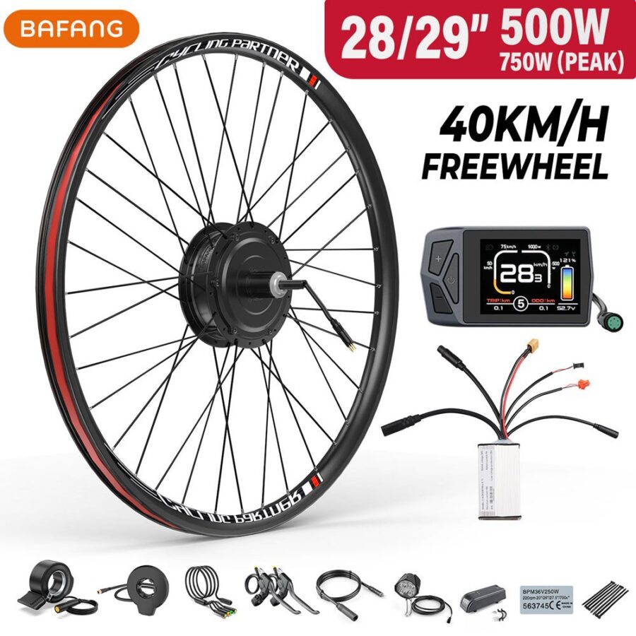 Kit conversión de bicicleta eléctrica con motor trasero 500W 48V - 28 y 29 pulgadas - 700CC (Display: EKD01)