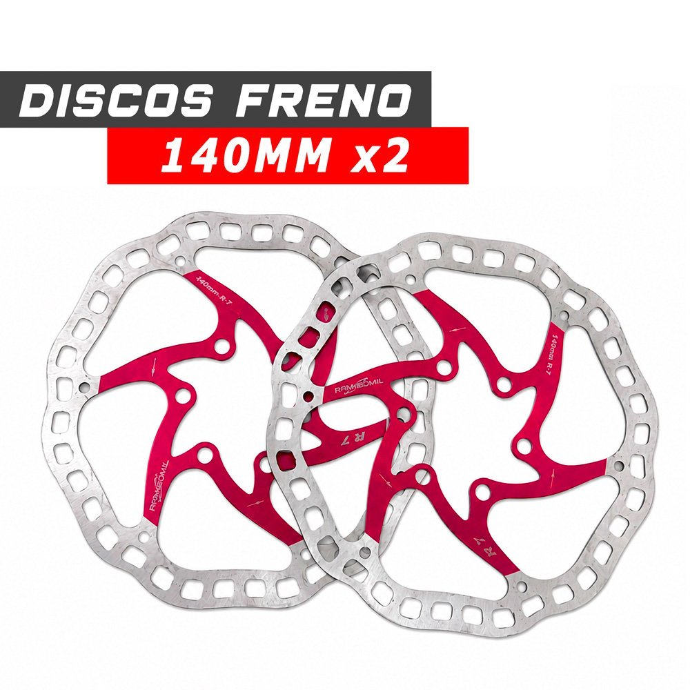 Kit 2x Discos Freno 140mm patinete eléctrico CJ Racing Rojo