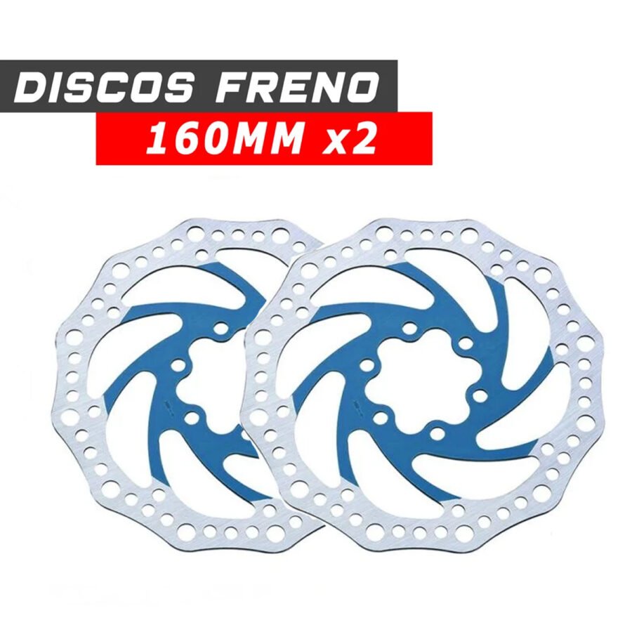 Kit 2x Discos Freno 160mm patinete eléctrico CJ Racing Azul