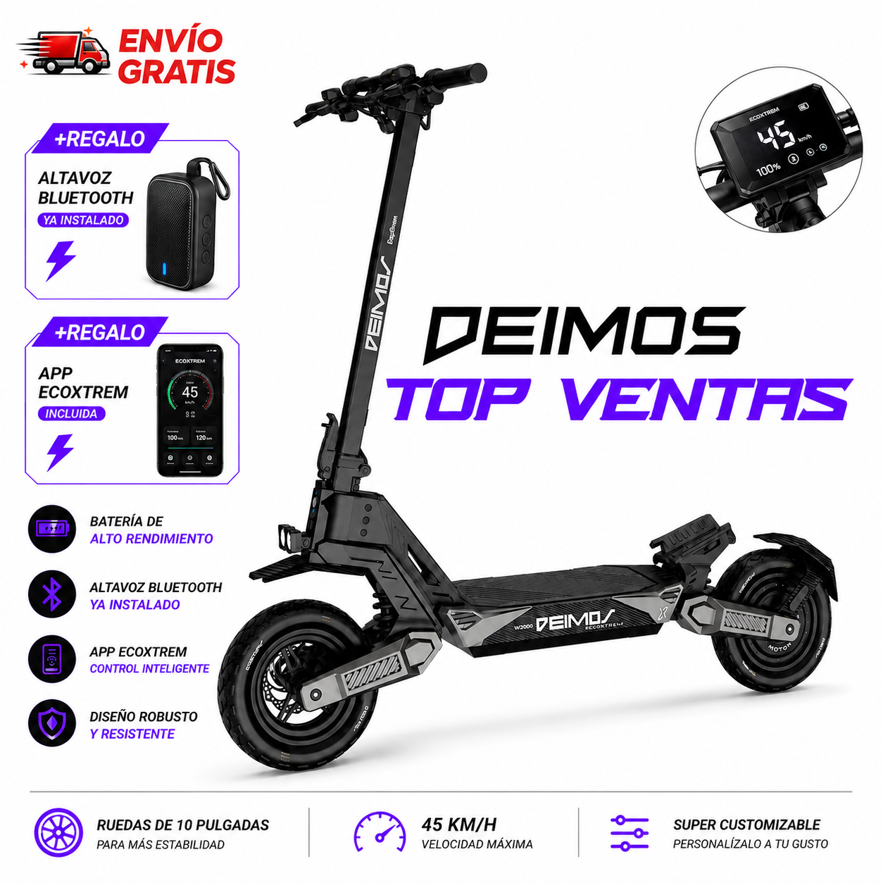 Patinete Eléctrico Ecoxtrem Deimos DGT
