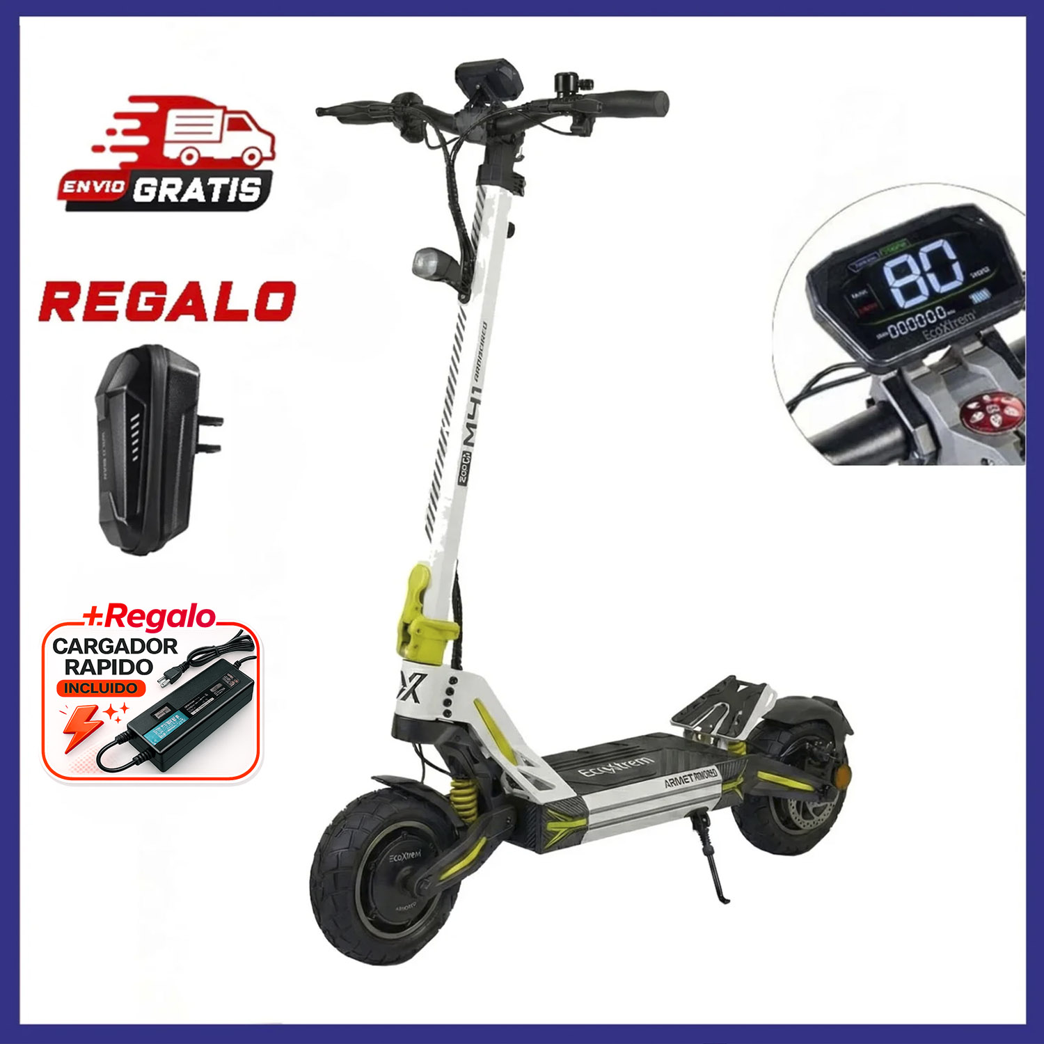 Patinete eléctrico Ecoxtrem M41 Armored DGT (Blanco)