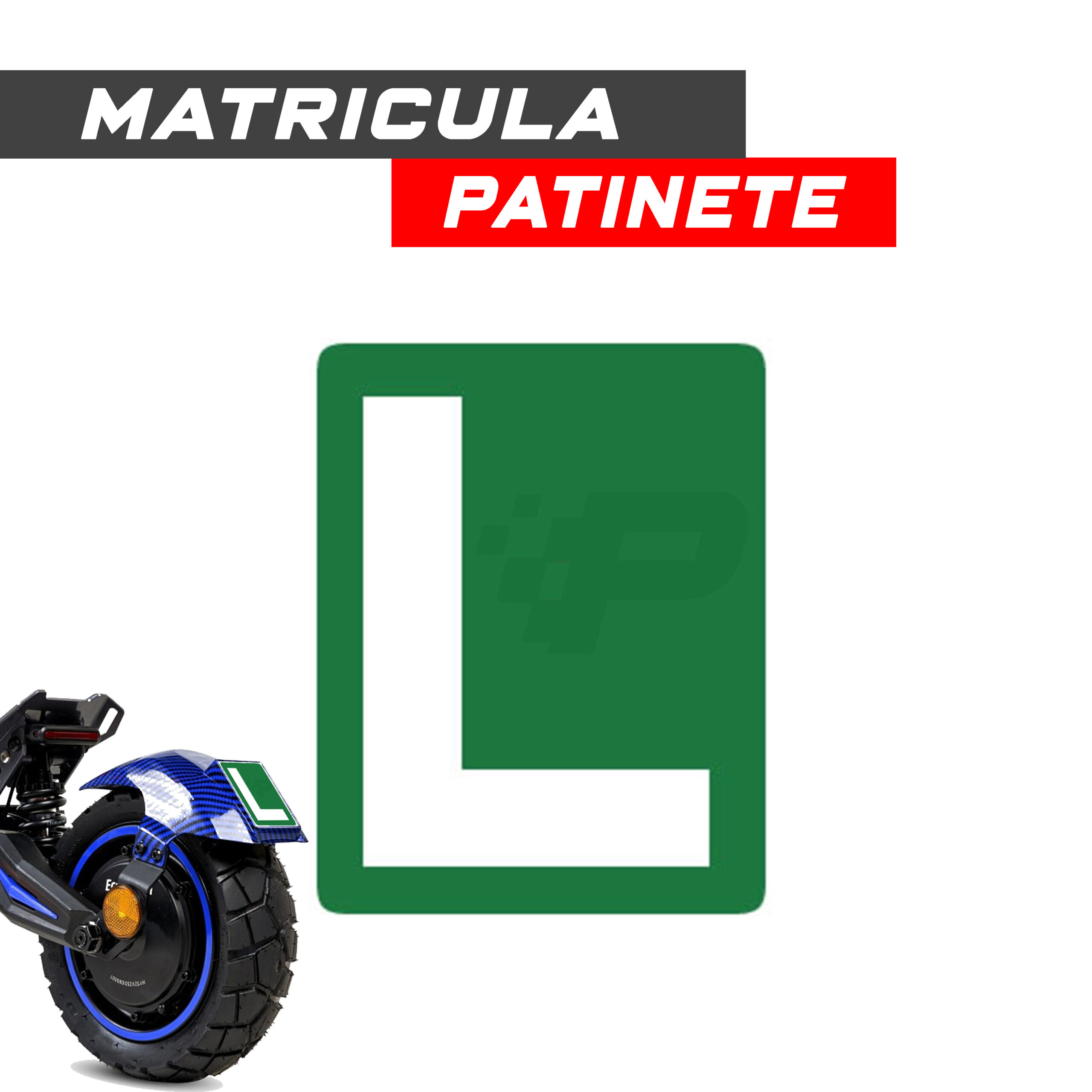 Matrícula Patinete Eléctrico 5 ancho x 6,5 alto novel L
