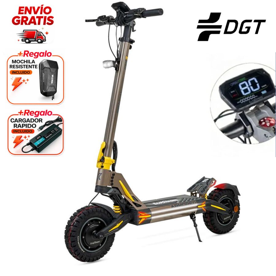 Patinete eléctrico Ecoxtrem M41 Armored DGT (Gris/Fluor)