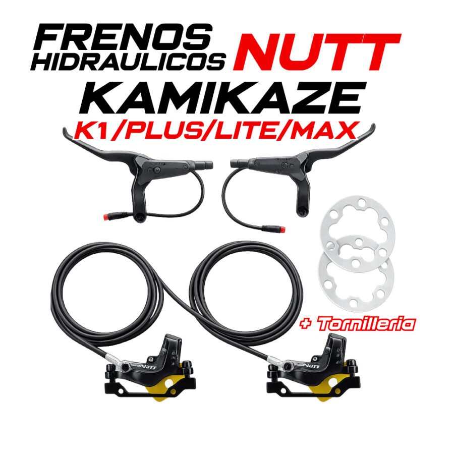 Frenos hidráulicos Nutt 4 pistones para Kamikaze K1 / K1 Plus / K1 Lite – Kit de instalación completo