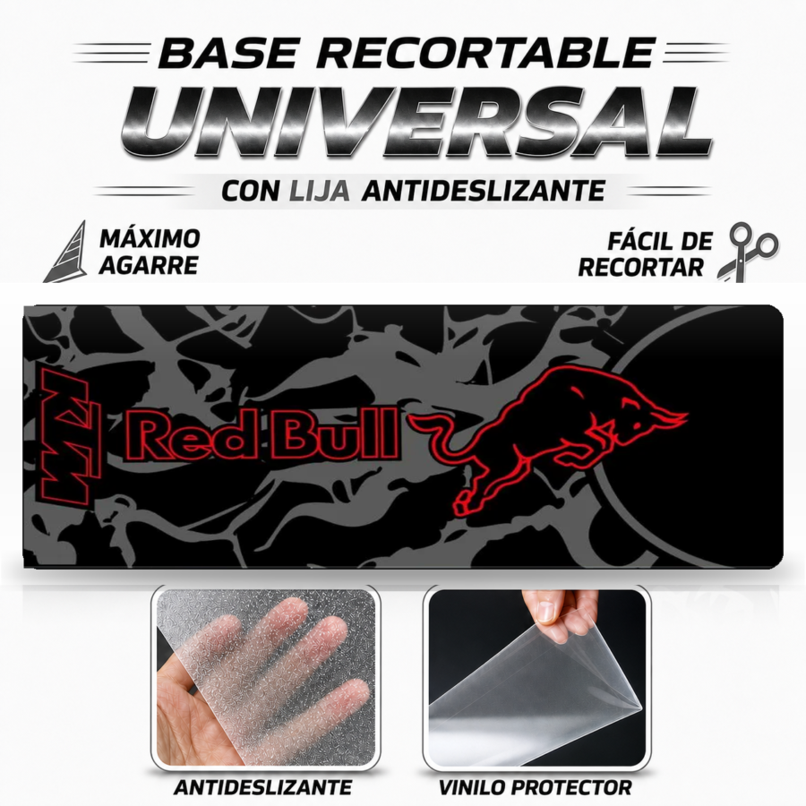 Base Recortable Universal para Patinete Eléctrico - RedBull KTM Negro Rojo Carbon