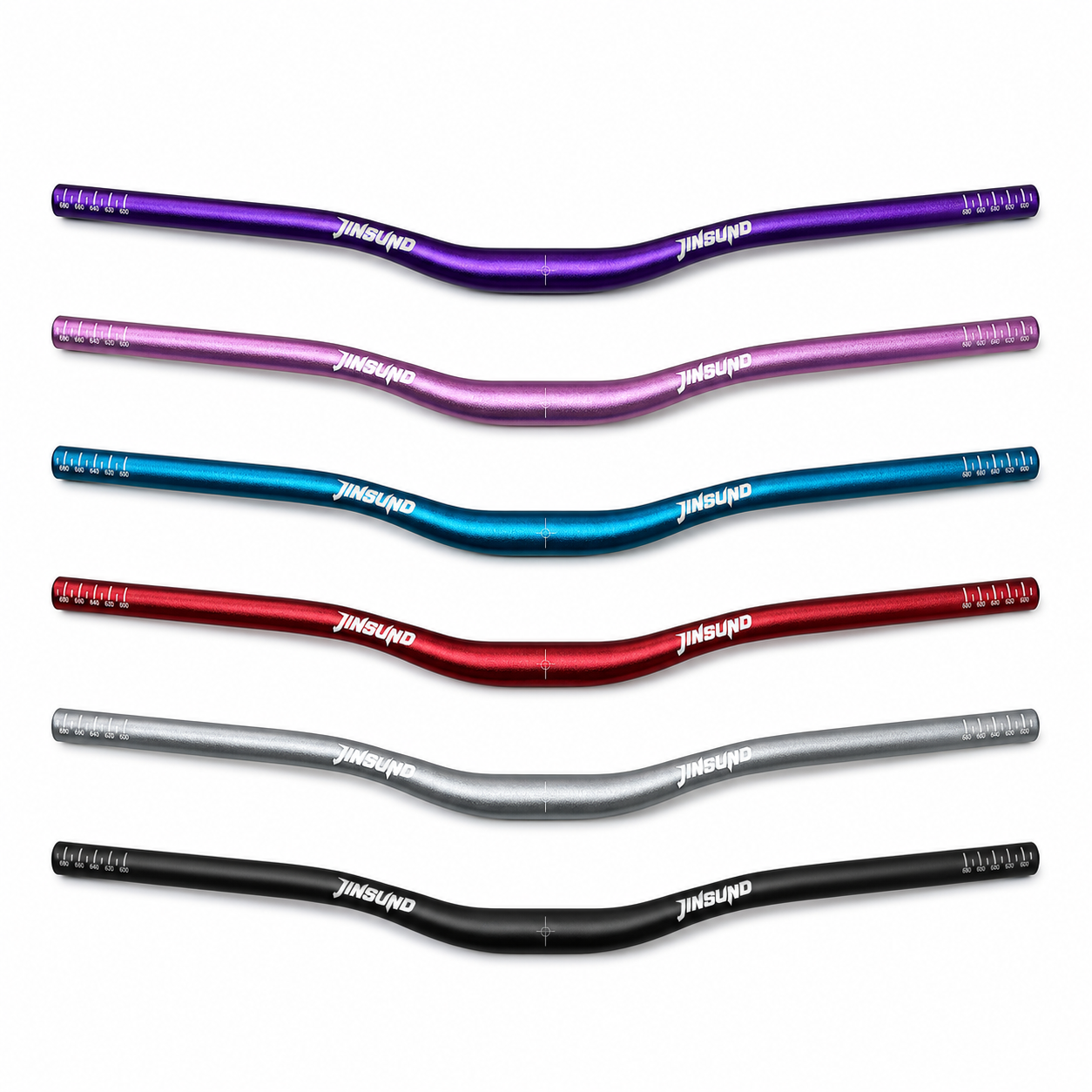 Manillares de aluminio de 680 mm en morado, rosa, azul, rojo, gris y negro